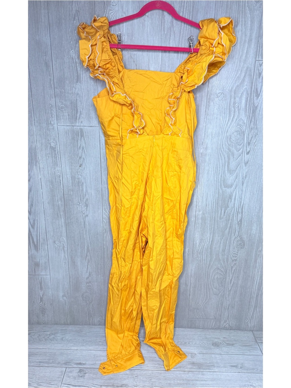 SHEIN long romper short ruffle sleeve with white trim yellow large - Picture 6 of 6